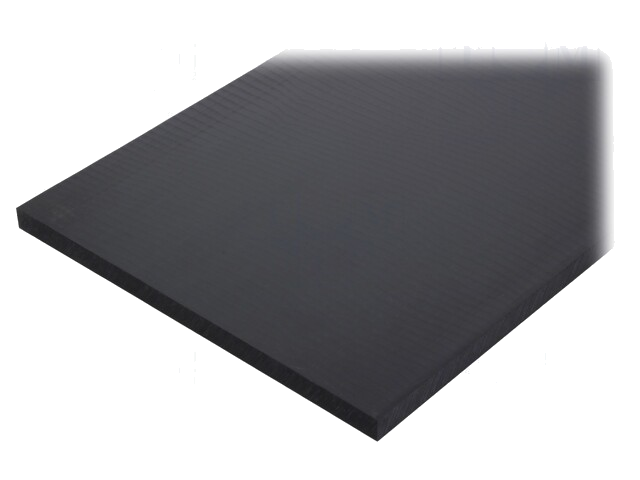 Vel; Afm: 300x500mm; Thk: 8mm; zwart; Productieproces: geëxtrudeerd Vel; Afm: 300x500mm; Thk: 8mm; zwart; Productieproces: geëxtrudeerd